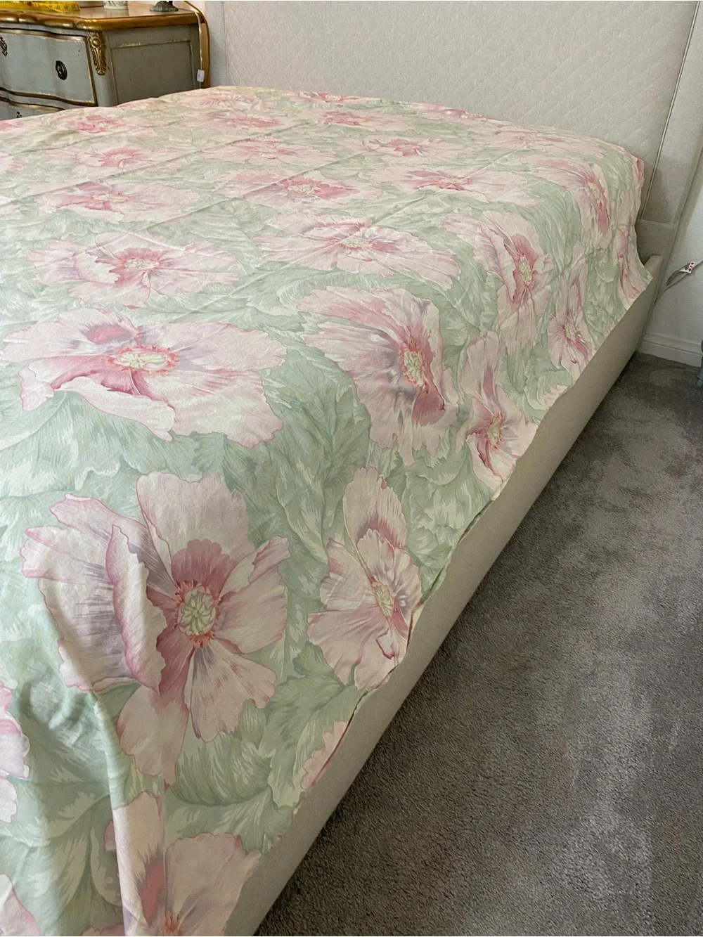 Vintage Blossom Garden Pink & Sage Comforter Martex cotton Flat Sheet